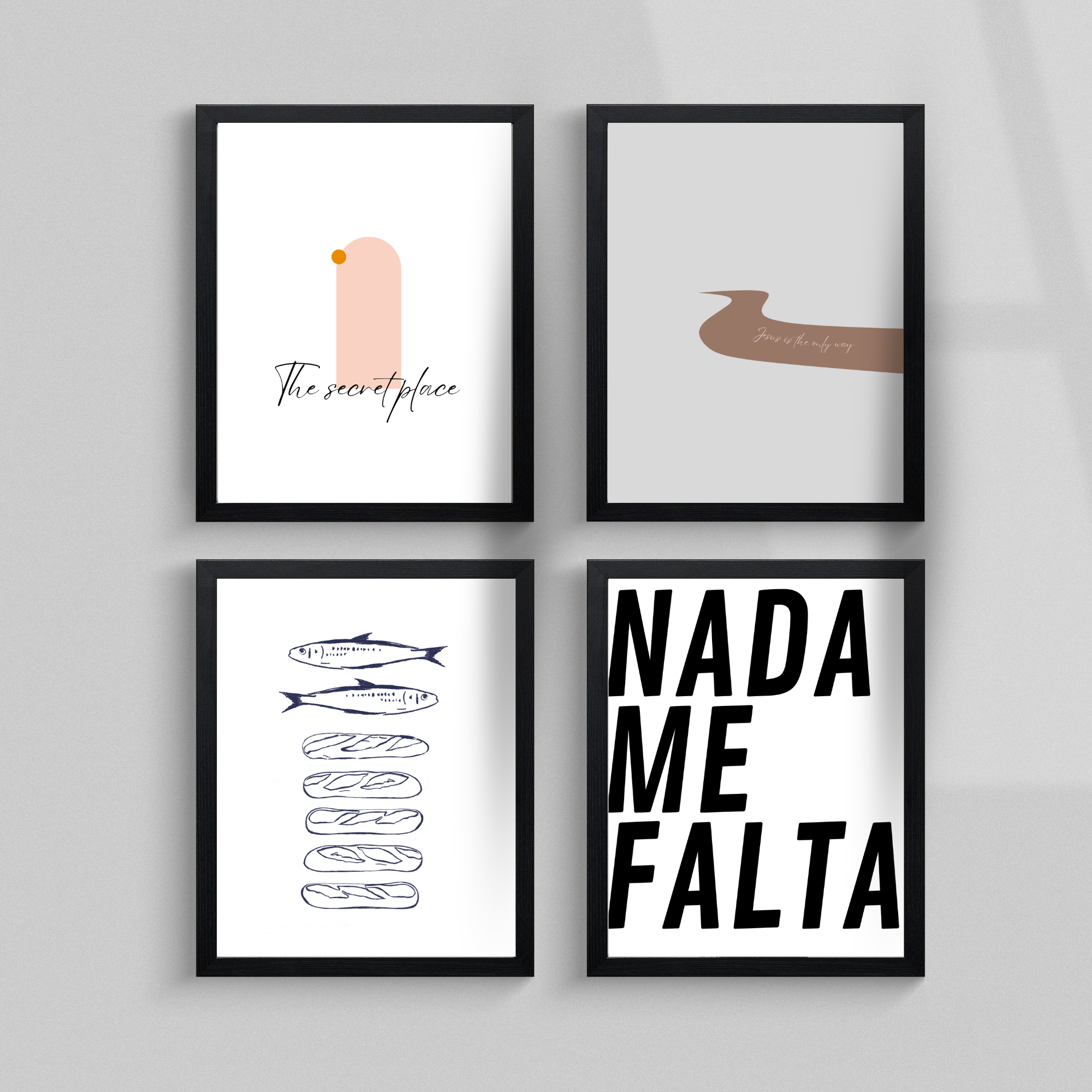 Nada me falta en Negro - Cuadro Decorativo 16"x20"